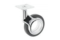 Мебельный ролик GTV GIRA, H=107 мм, диаметр 75 мм, без тормоза, пластик + сталь, черный + хром