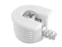 Стяжка эксцентриковая, разъем 20мм + штифт 20мм, резьба 6х11мм, пластик, ,белый