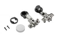 ПЕТЛЯ НАКЛАДНАЯ GTV ДЛЯ СТЕКЛА С ОТВЕТНОЙ ПЛАНКОЙ С ЕВРОШУРУПОМ, ЗАГЛУШКА КРУГЛАЯ АЛЮМИНИЙ