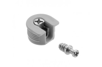 Стяжка эксцентриковая, разъем 20мм + штифт 20мм, резьба 6х11мм, пластик, серый