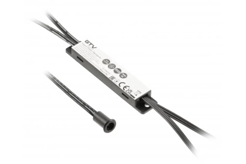 Выключатель сенсорный MIKRO, 12V/36W, IP20, 1 сенсор, однофункциональный, пластик, провод 2м и 1,2м, белый