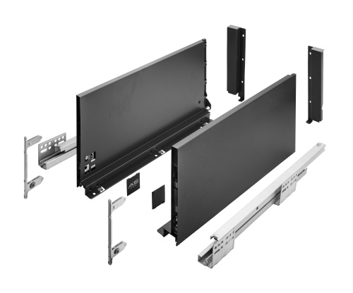 Ящик AXIS PRO GTV H=200мм L=550мм с доводчиком полного выдвижения, черный (c)